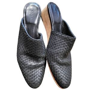 Billy Reid Mules Women's 8.5 Black Laurel Woven Leather Wedge Pointed Toe